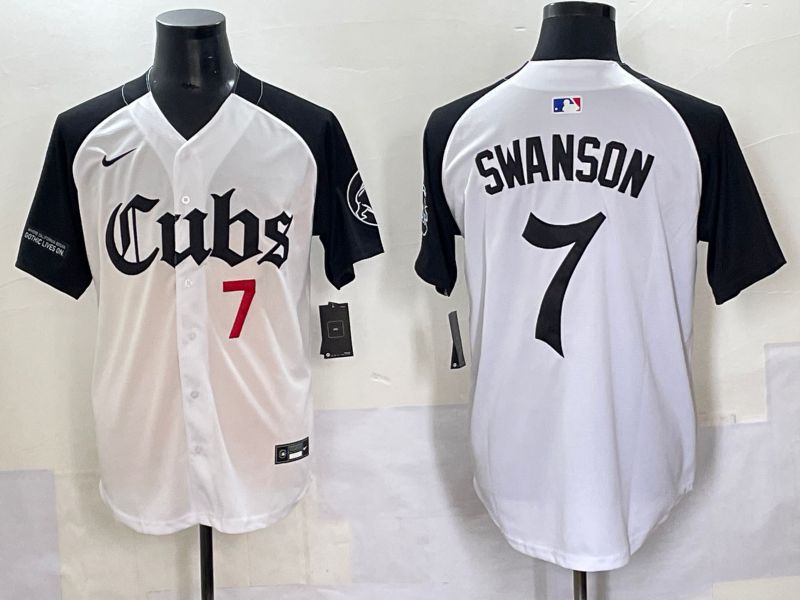 Men 2025 Chicago Cubs #7 Swanson white black Five generations Joint Name Nike MLB Jersey style 5->chicago cubs->MLB Jersey